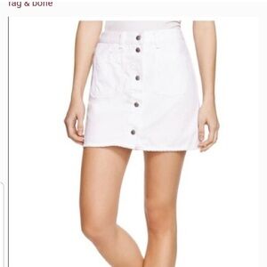 Rag & Bone New White Button-Front Denim Skirt